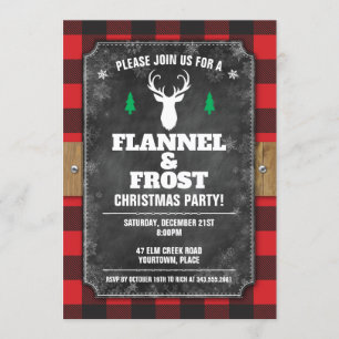 Chalkboard Buffalo Plaid Flannel and Frost Holiday Kaart