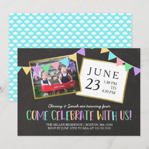 Chalkboard Bunting Banner Foto Birthday Party Kaart