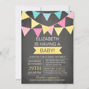 Chalkboard Bunting Genderneutraal Baby shower Kaart