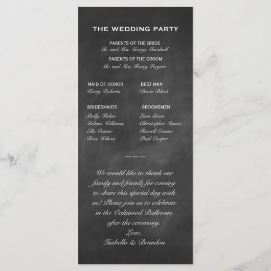 Chalkboard Butterflies Wedding Program Programma (Achterkant)