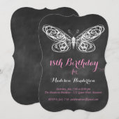 Chalkboard Butterfly 18th Birthday Invitation Kaart (Voorkant / Achterkant)
