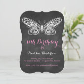 Chalkboard Butterfly 18th Birthday Invitation Kaart (Staand voorkant)