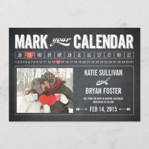 Chalkboard Calendar Photo Save the Date Cards