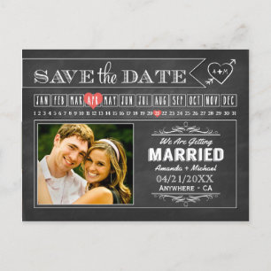 Chalkboard Calendar Photo Save the Date Cards Aankondigingskaart