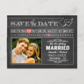 Chalkboard Calendar Photo Save the Date Cards Aankondigingskaart (Voorkant)