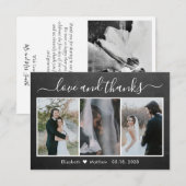 Chalkboard Calligraphy Wedding Photo Collage Bedankkaart (Voorkant / Achterkant)