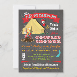 Chalkboard Camping Couples Douche Invitations