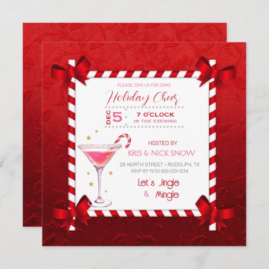 Chalkboard Candy Cane Lijst Cocktail Holiday Kaart (Voorkant / Achterkant)