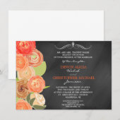 Chalkboard Cascading Herfst Flowers Wedding Invite Kaart (Voorkant / Achterkant)