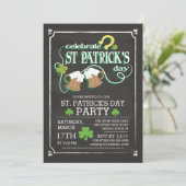 Chalkboard Celebrate St Patrick's Day Dinner Party Kaart (Staand voorkant)