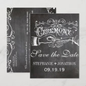 Chalkboard Ceremony  Save the Date Aankondigingskaart (Voorkant / Achterkant)