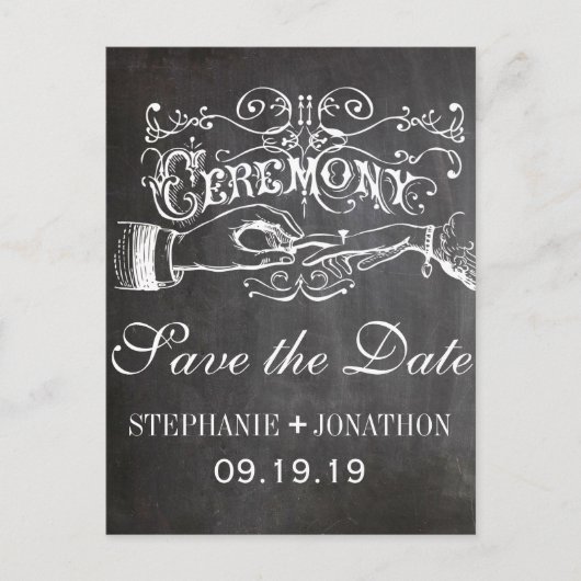 Chalkboard Ceremony  Save the Date Aankondigingskaart (Voorkant)