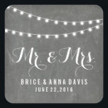 Chalkboard Chaîne Été Stickers Mariage Lumière<br><div class="desc">Sympa, moderne tableau à cordes d'été autocollants de mariage léger. Ces beaux autocollants rustiques peuvent être utilisés pour n'importe quel aspect de votre mariage : Sauvez les Dates, Invitations de Mariage, Cartes de Remerciement, et bien plus encore. Cliquez sur le bouton "Customiser" pour changer le style de police et bien...</div>