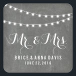 Chalkboard Chaîne Été Stickers Mariage Lumière<br><div class="desc">Sympa, moderne tableau à cordes d'été autocollants de mariage léger. Ces beaux autocollants rustiques peuvent être utilisés pour n'importe quel aspect de votre mariage : Sauvez les Dates, Invitations de Mariage, Cartes de Remerciement, et bien plus encore. Cliquez sur le bouton "Customiser" pour changer le style de police et bien...</div>
