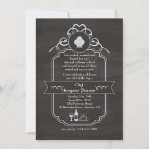 Chalkboard Chef Afstuderen Invitation Kaart
