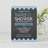Chalkboard Chevron Boy Baby shower Invitation Kaart (Staand voorkant)