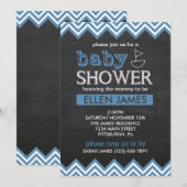 Chalkboard Chevron Boy Baby shower Invitation Kaart (Voorkant / Achterkant)