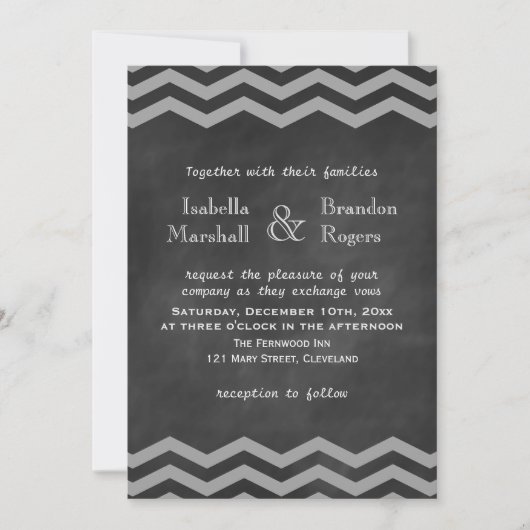 Chalkboard Chevron Wedding Invitation Kaart (Voorkant)