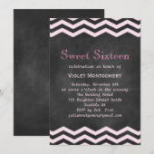 Chalkboard & Chevrons Sweet sixteen Invitation (Devant / Derrière)