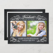 Chalkboard Chic Graduation Faire-part (Devant / Derrière)