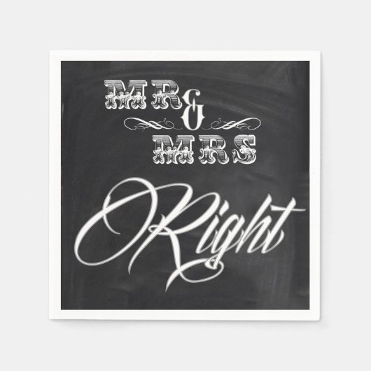 Chalkboard chique typografie MR en MRS Servet (Voorkant)