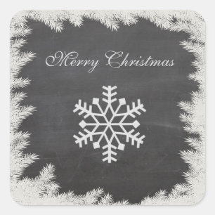 Chalkboard chique vakantie Kerstmis sneeuwvlok win Vierkante Sticker