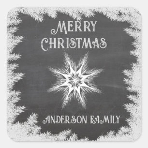 Chalkboard chique vakantie Kerstmis sneeuwvlok win Vierkante Sticker