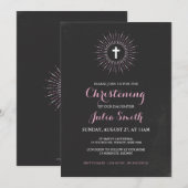 Chalkboard Christening/Baptism Uitnodiging - Roze (Voorkant / Achterkant)