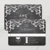 Chalkboard Cœur Mignon Initiales Typographie RSVP (Devant / Derrière)