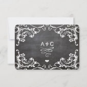 Chalkboard Cœur Mignon Initiales Typographie RSVP (Dos)