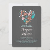 Chalkboard coeur plage nuptiale douche invitation (Devant)