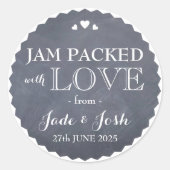 Chalkboard Coeurs Mariage Favor Jar Sticker rond (Devant)