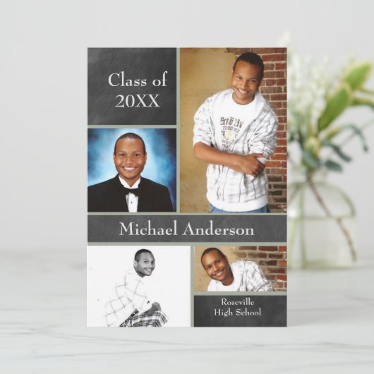 Chalkboard Collage Basketball - Aankondiging Afstu (Staand voorkant)