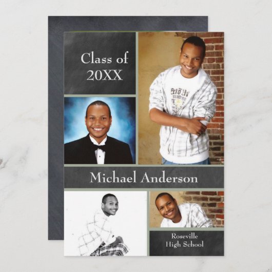 Chalkboard Collage Football - Aankondiging van Afs (Voorkant / Achterkant)