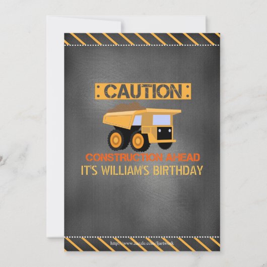 Chalkboard Construction Anniversaire Invitation (Dos)