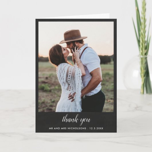 Chalkboard Couple Weddenschap Bedankt | Manuscript (Voorkant)