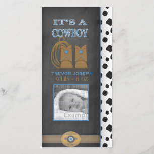 Chalkboard Cowboy Baby Announement Aankondiging