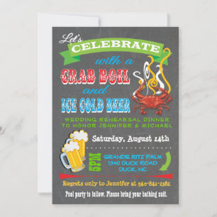 Chalkboard Crab Boil Party Uitnodigingen