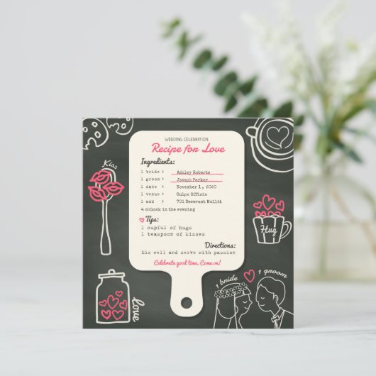 Chalkboard creatief recept bruiloft uitnodiging ka (Staand voorkant)