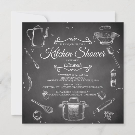 Chalkboard Cuisine nuptiale de douche Invitation (Devant)