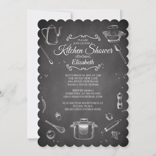 Chalkboard Cuisine nuptiale de douche Invitation (Devant)