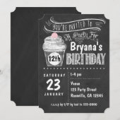 Chalkboard Cupcake Verjaardagsfeest Uitnodigingen (Voorkant / Achterkant)