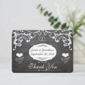 Chalkboard Cute Heart Initialen Typografie RSVP (Staand voorkant)