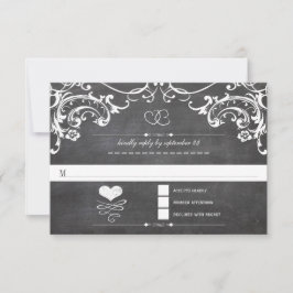 Chalkboard Cute Heart Initialen Typografie RSVP