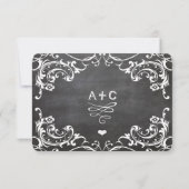 Chalkboard Cute Heart Initials Typographie RSVP (Dos)