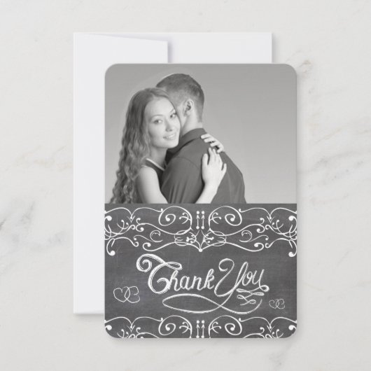 Chalkboard Cute Hearts Typography Dank je Bedankkaart (Voorkant)