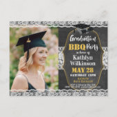Chalkboard Cute Lace 2 Photo Graduation Invitation (Devant)