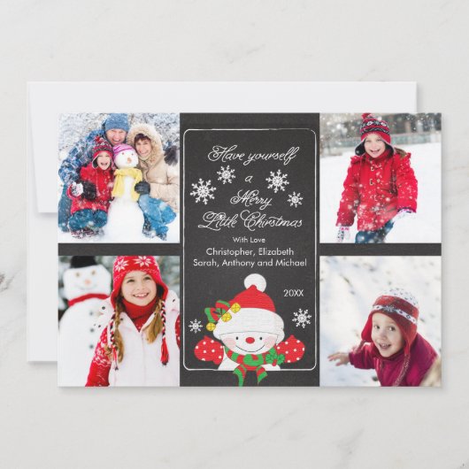 Chalkboard Cute Snowman 4 Carte de voeux photo (Devant)