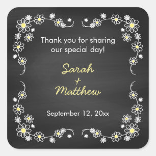Chalkboard Daisies Mariage Favor Stickers