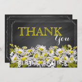 Chalkboard Daisies Rustic Modern Dank je Bedankkaart (Voorkant / Achterkant)